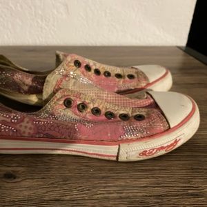 Pink Ed hardy converse style shoes